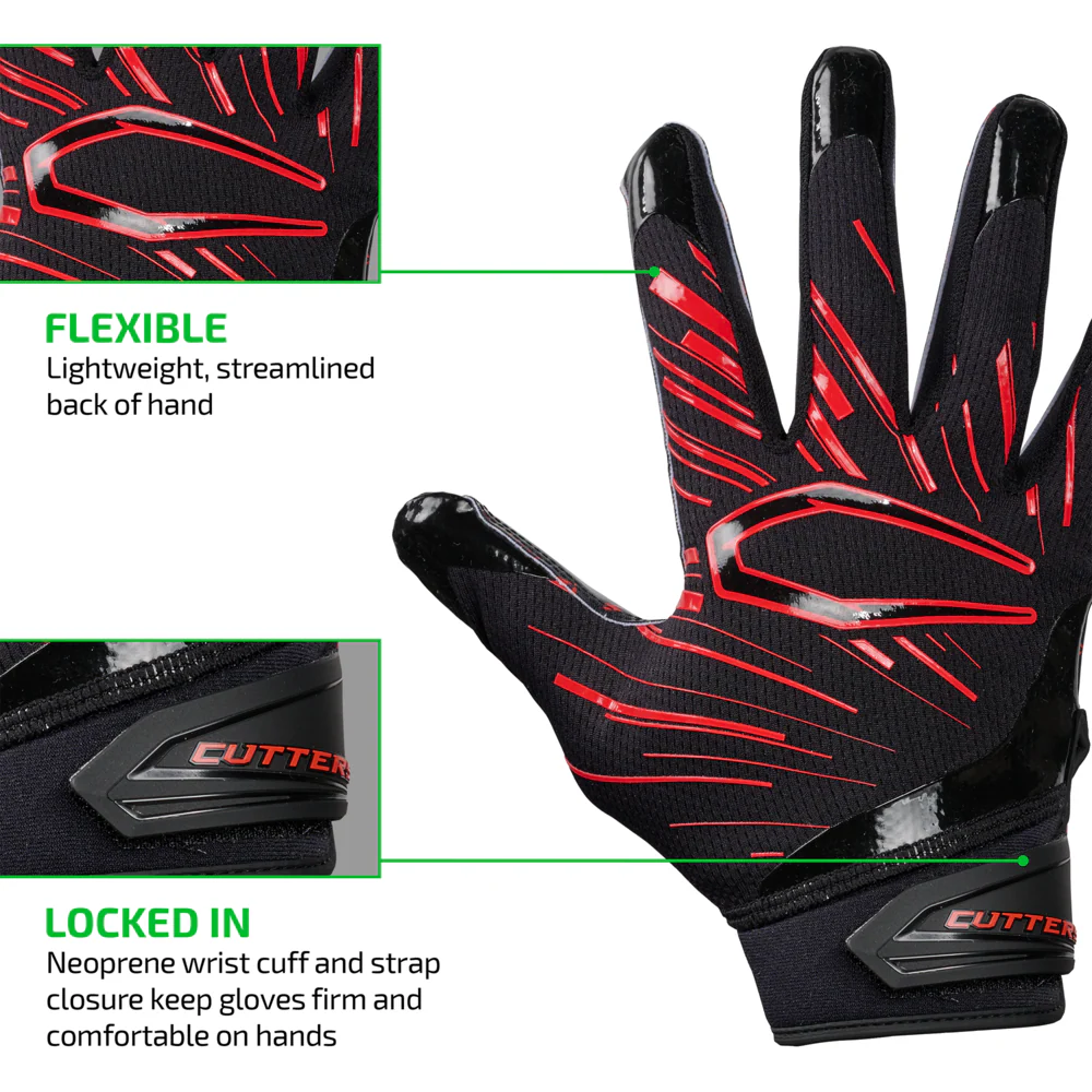 Black/Red Lux Game Day Pro Limited-Edition Receiver Gloves - Image 4