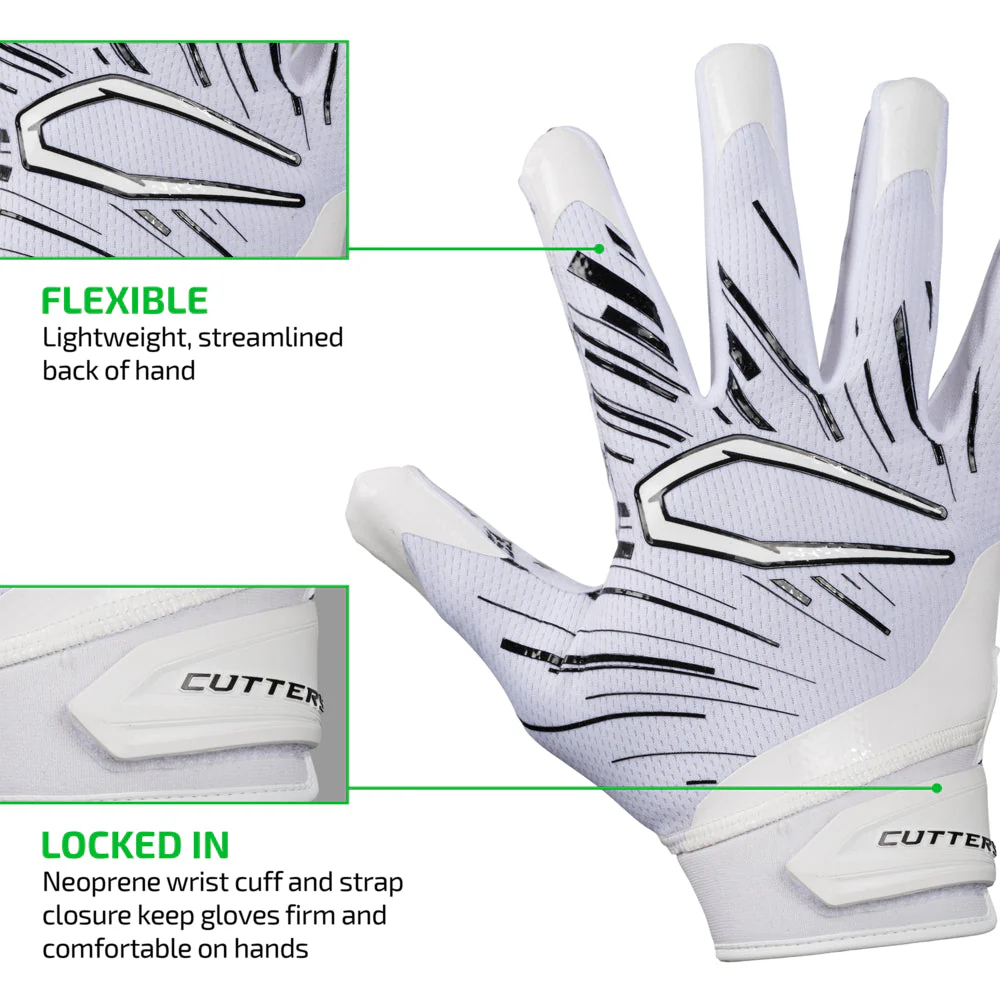 White/Black Lux Game Day Pro Limited-Edition Receiver Gloves - Image 3