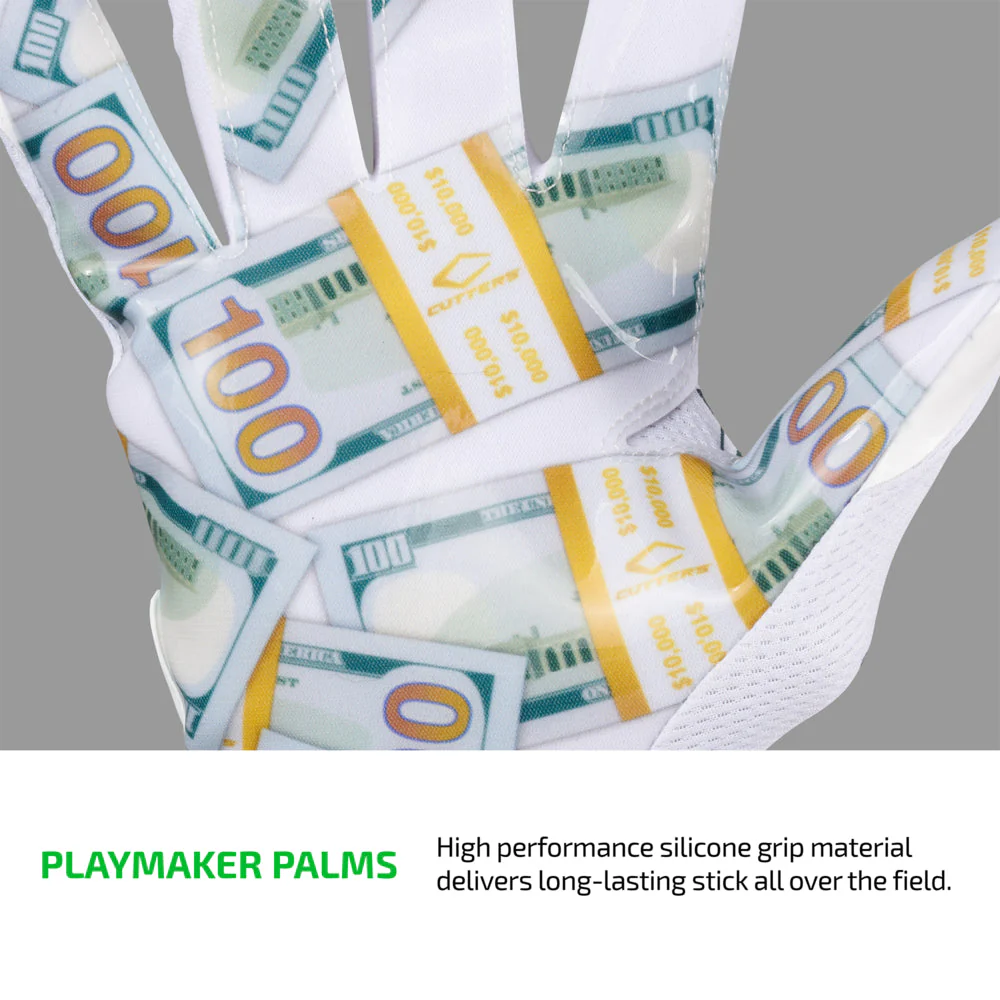White Money Bands Game Day Pro Limited-Edition Receiver Gloves - Image 3