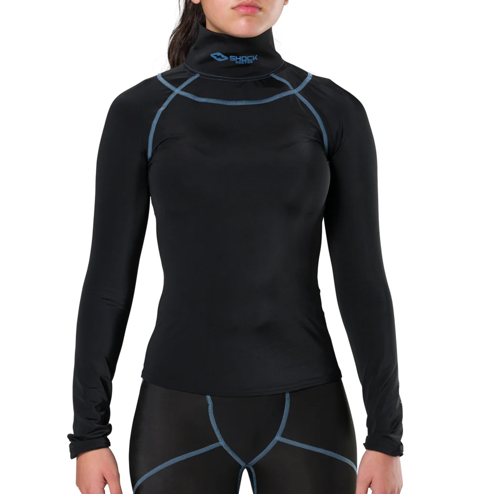 Women's Ultra Compression Hockey Long Sleeve Shirt With Integrated Neck Guard - Image 3